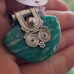 Beautiful Sterling Silver & Amazonite Larimar Pendant